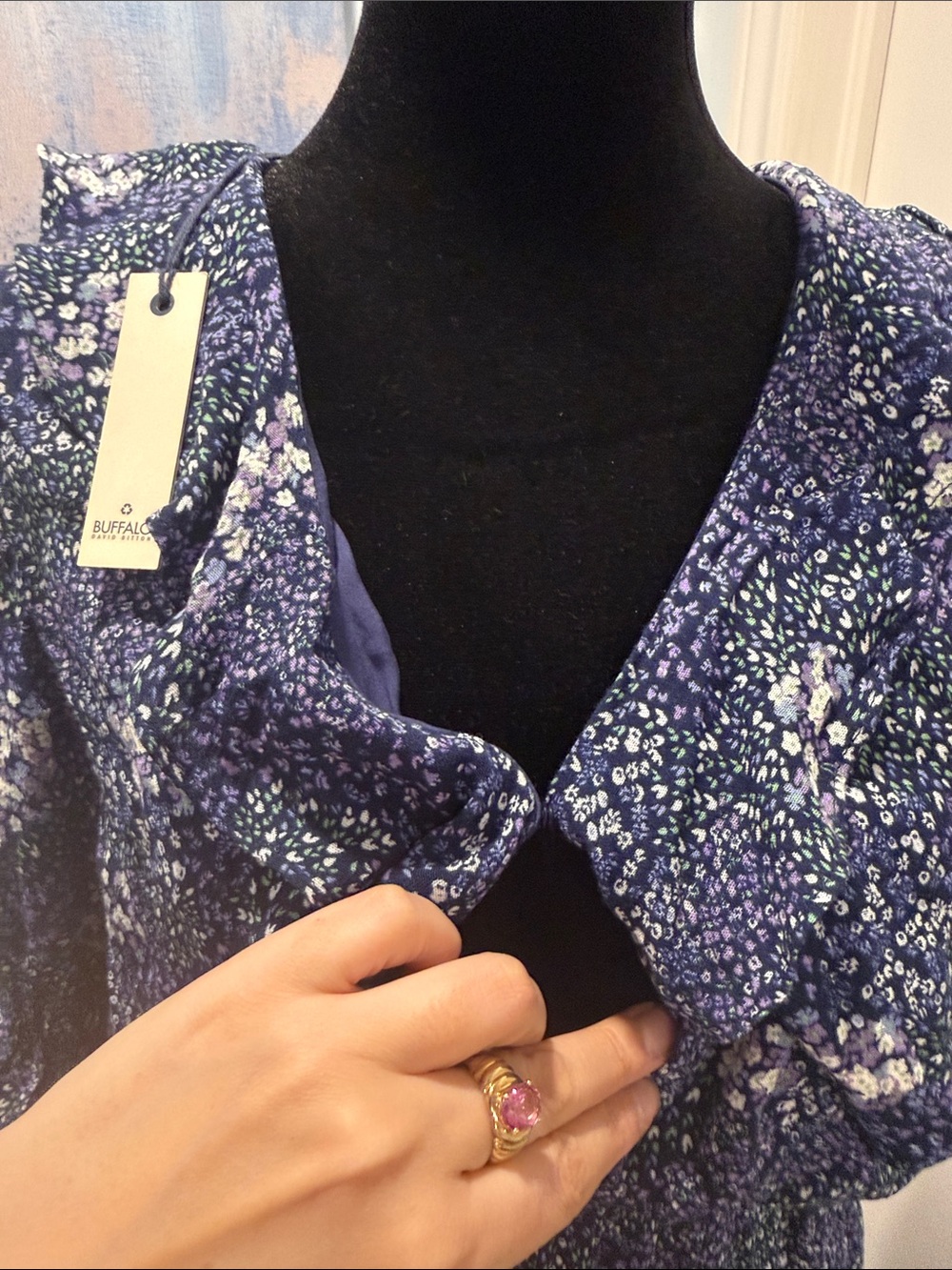 Buffalo Women’s Navy Floral Midi Dress - Elegant Blue Print - Picture 6 of 8